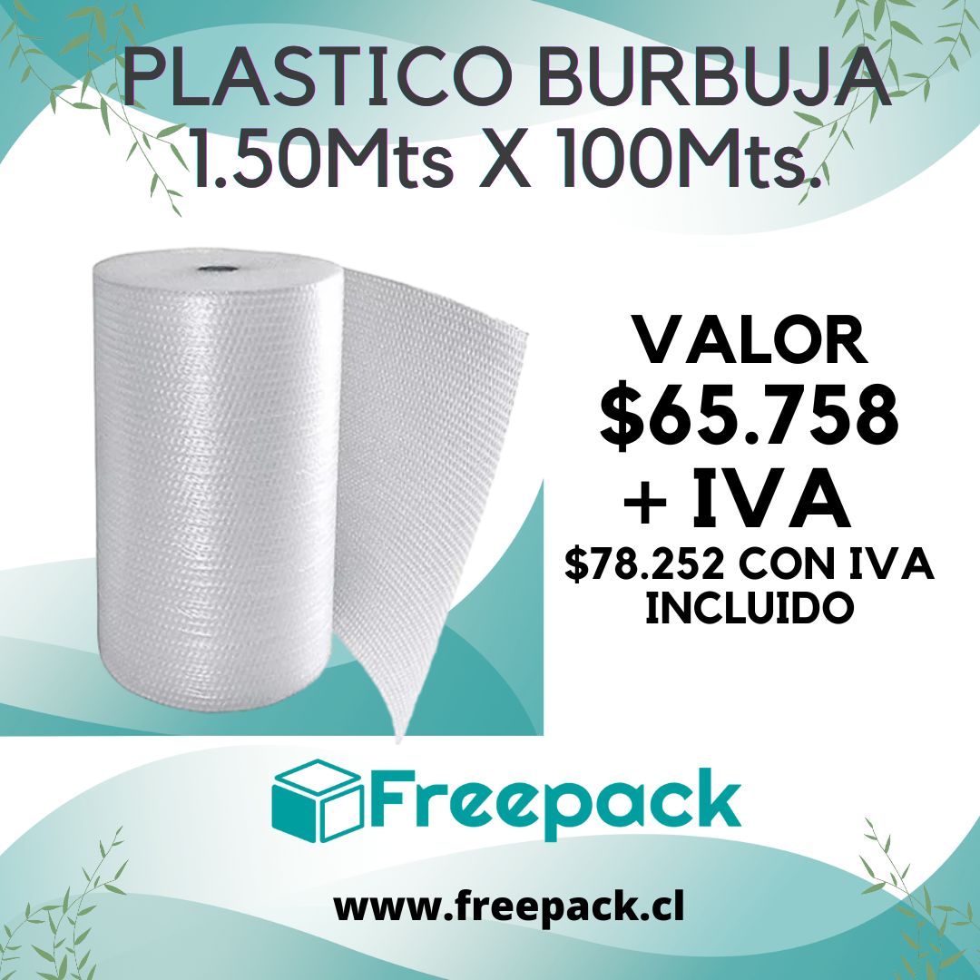 PLASTICO BURBUJA 1.5mt X 100mt.