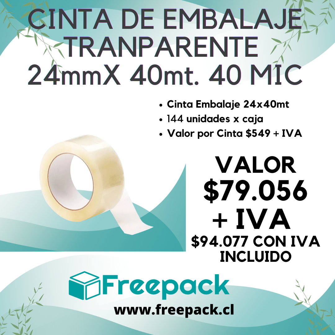 CINTA EMBALAJE TRANSP. 24X40 40MIC X CAJA 144 UN